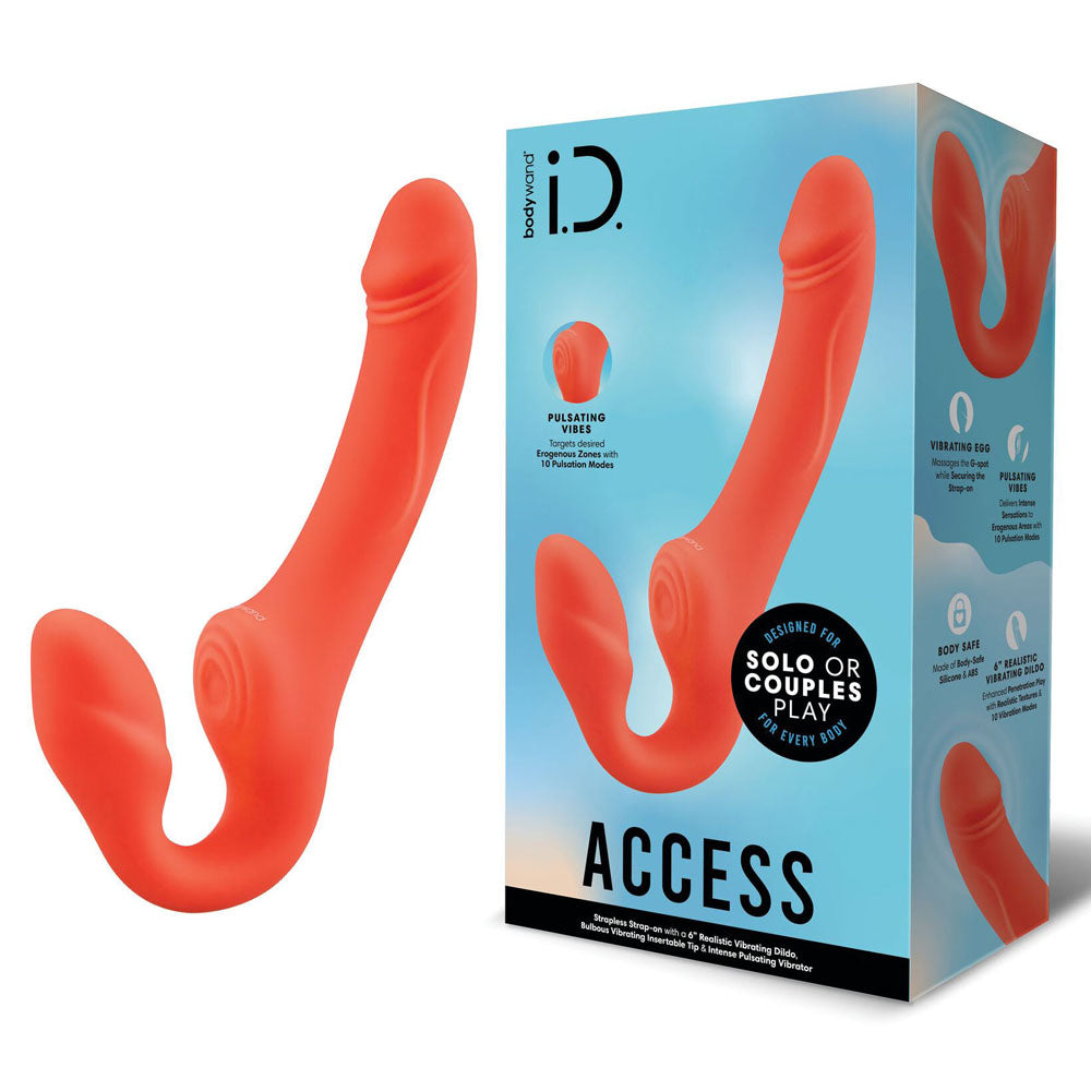 Bodywand ID Access Strapless Strap-On - Orange 15.2 cm USB Rechargeable Strapless Strap-On - BW223