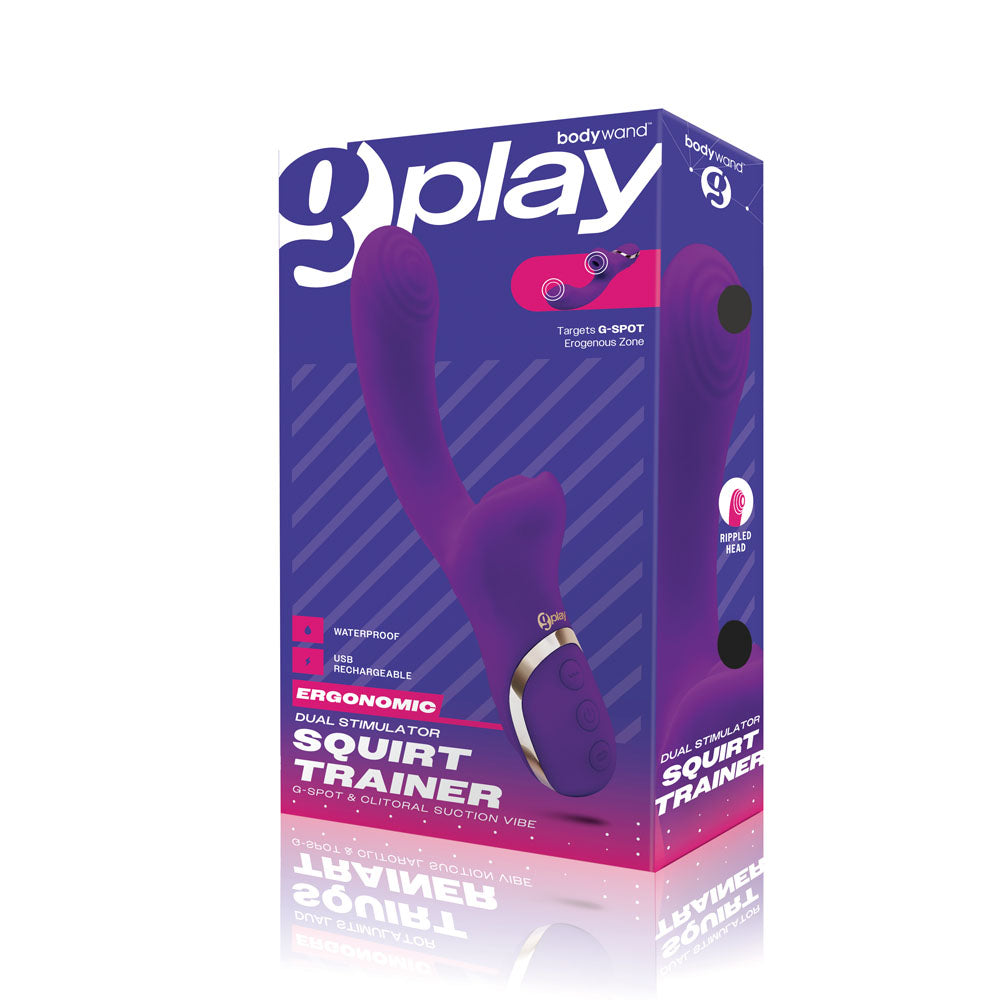 Bodywand G-Play Dual Stimulator Squirt Trainer - Purple 22 cm USB Rechargeable Rabbit Vibrator with Air Pulsation - BW800