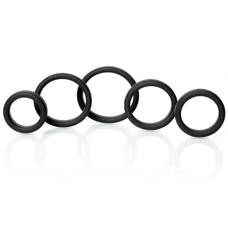 Boneyard Silicone Ring 5 Pcs Kit - Black Cock Rings - Set of 5 Sizes - BY0100