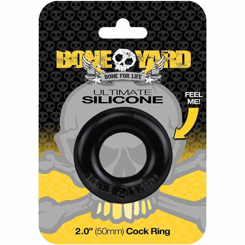 Boneyard Ultimate Silicone Ring Black - Black 50mm Cock Ring - BY0450