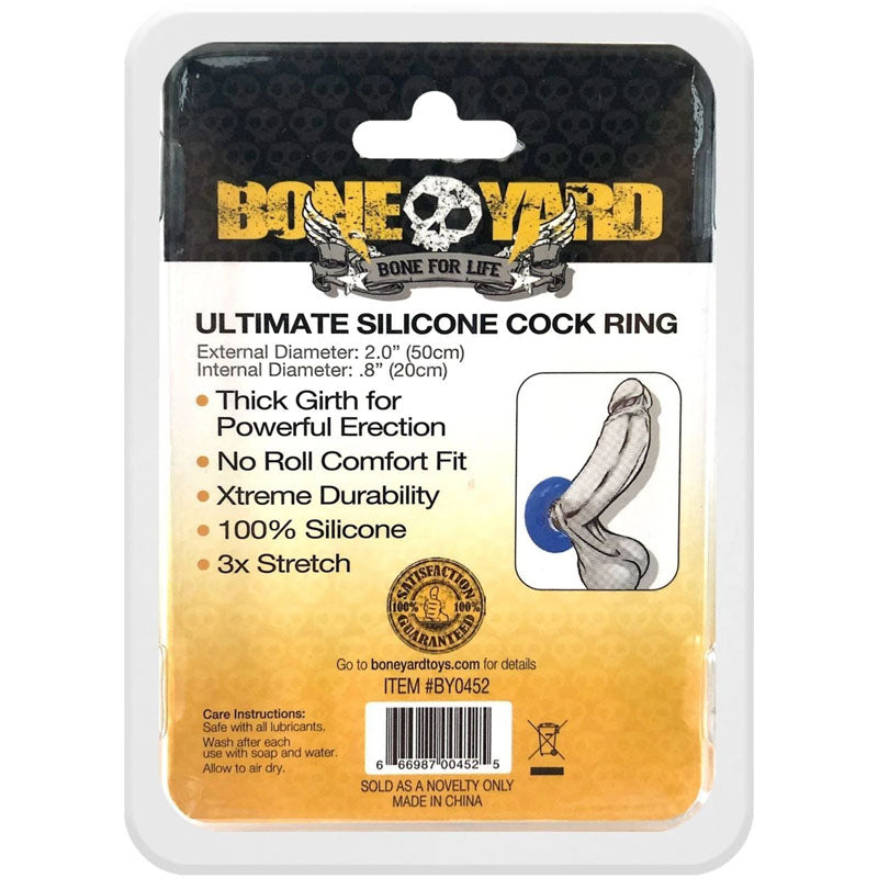 Boneyard Ultimate Silicone Cock Ring Blue - Blue 50mm Cock Ring - BY0452