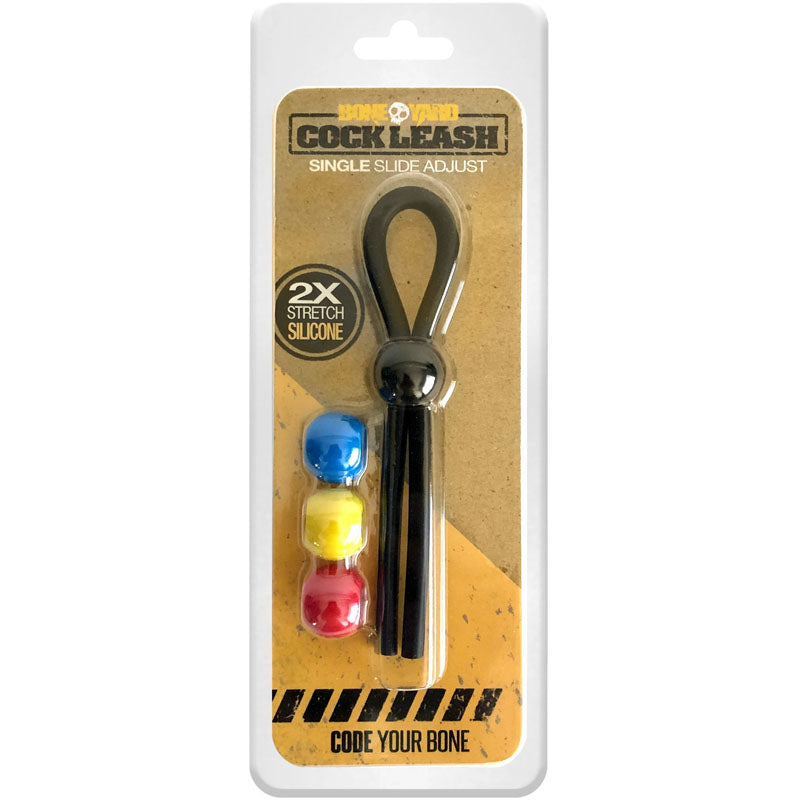 Boneyard Cock Leash Single - Black Adjustable Cock Lasso Ring - BY0465