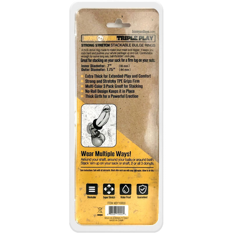 Boneyard Triple Play Cock Rings - 3 Pack - BY10000