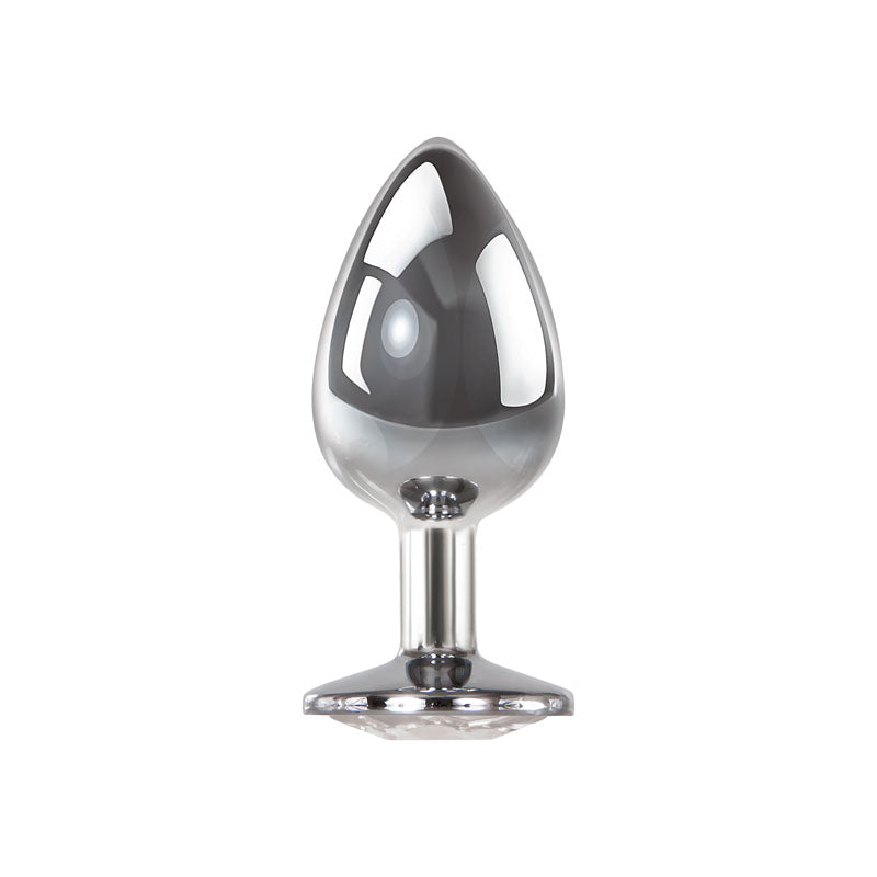 Adam & Eve Clear Gem Anal Plug - Large - Metallic 9.5 cm Large Butt Plug with Clear Gem Base - C656 2488