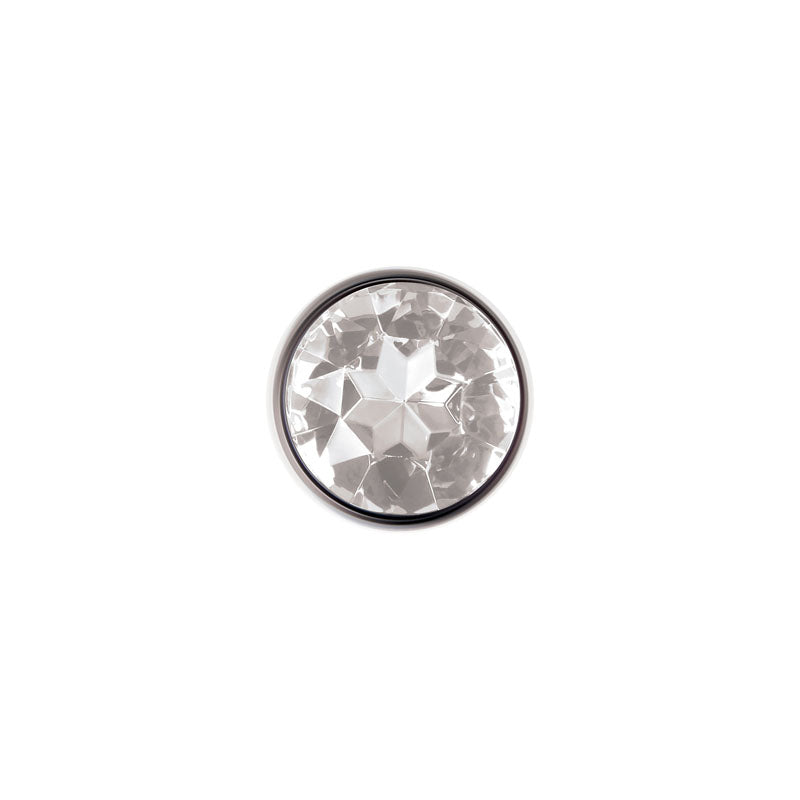 Adam & Eve Clear Gem Anal Plug - Large - Metallic 9.5 cm Large Butt Plug with Clear Gem Base - C656 2488