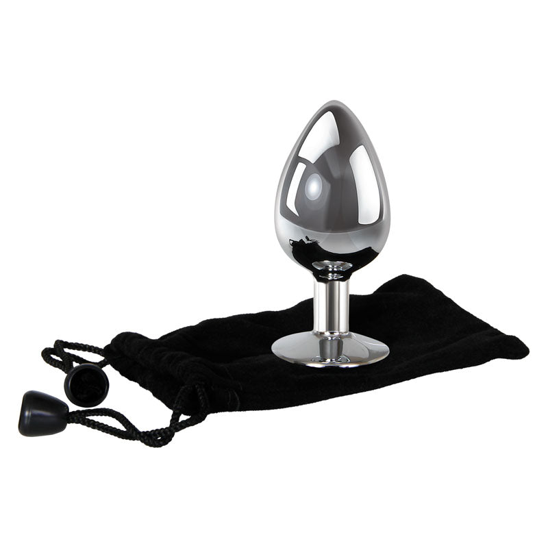 Adam & Eve Clear Gem Anal Plug - Large - Metallic 9.5 cm Large Butt Plug with Clear Gem Base - C656 2488