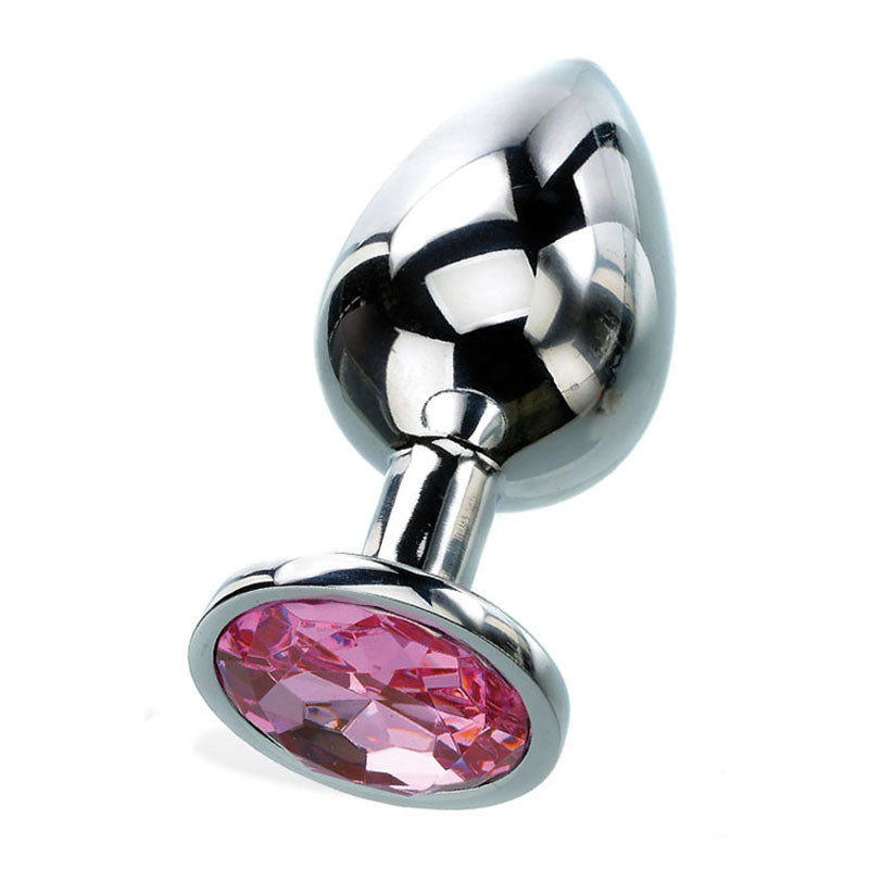 Adam & Eve Pink Gem Anal Plug - Medium - Silver Medium 8.2 cm Metal Butt Plug with Pink Gem - C656 6268
