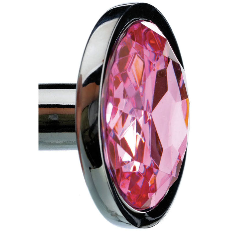 Adam & Eve Pink Gem Anal Plug - Medium - Silver Medium 8.2 cm Metal Butt Plug with Pink Gem - C656 6268