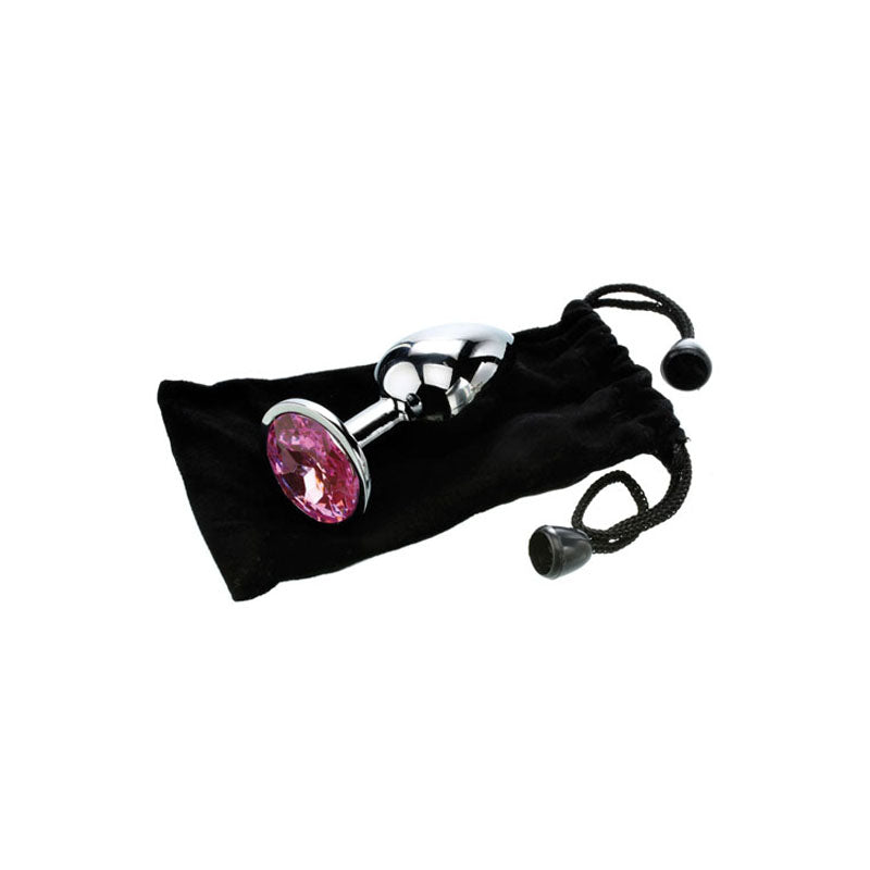 Adam & Eve Pink Gem Anal Plug - Medium - Silver Medium 8.2 cm Metal Butt Plug with Pink Gem - C656 6268