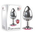 Adam & Eve Pink Gem Anal Plug - Large - Silver Large cm Metal Butt Plug with Pink Gem - C656 6288