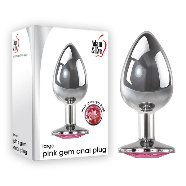 Adam & Eve Pink Gem Anal Plug - Large - Silver Large cm Metal Butt Plug with Pink Gem - C656 6288