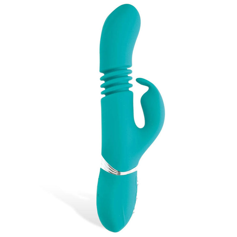 Adam & Eve Eve's Rechargeable Thrusting Rabbit - Green 22.9 cm (9'') USB Rechargeable Thrusting Rabbit Vibrator - C706 5000