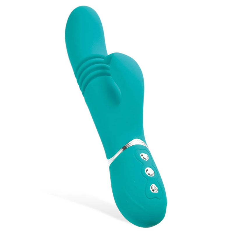 Adam & Eve Eve's Rechargeable Thrusting Rabbit - Green 22.9 cm (9'') USB Rechargeable Thrusting Rabbit Vibrator - C706 5000