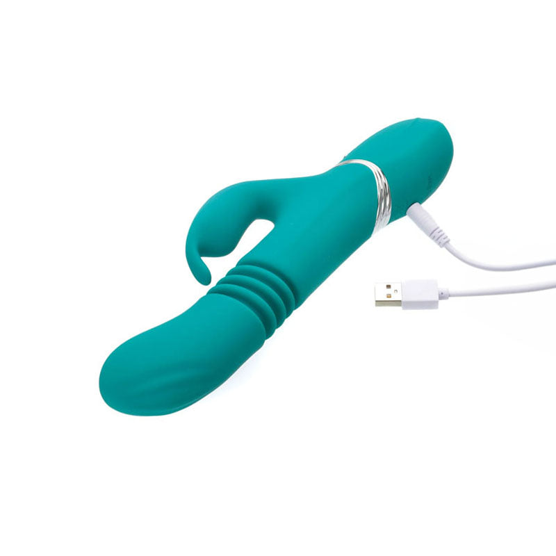 Adam & Eve Eve's Rechargeable Thrusting Rabbit - Green 22.9 cm (9'') USB Rechargeable Thrusting Rabbit Vibrator - C706 5000