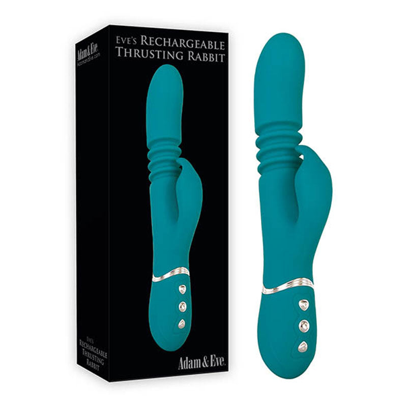 Adam & Eve Eve's Rechargeable Thrusting Rabbit - Green 22.9 cm (9'') USB Rechargeable Thrusting Rabbit Vibrator - C706 5000