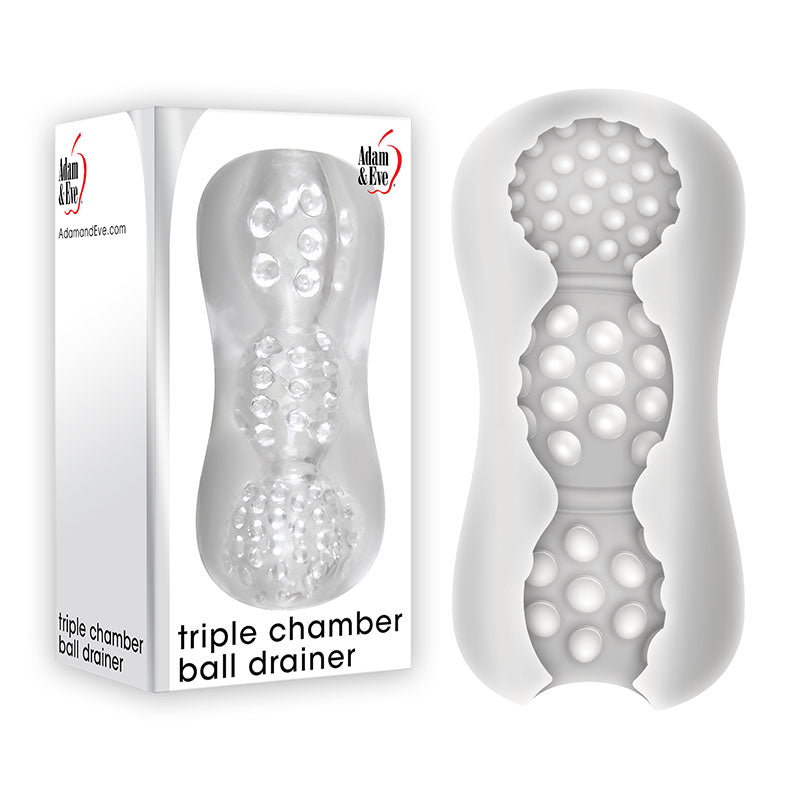 Adam & Eve Triple Chamber Ball Drainer - Clear Masturbator Sleeve - C839 2400
