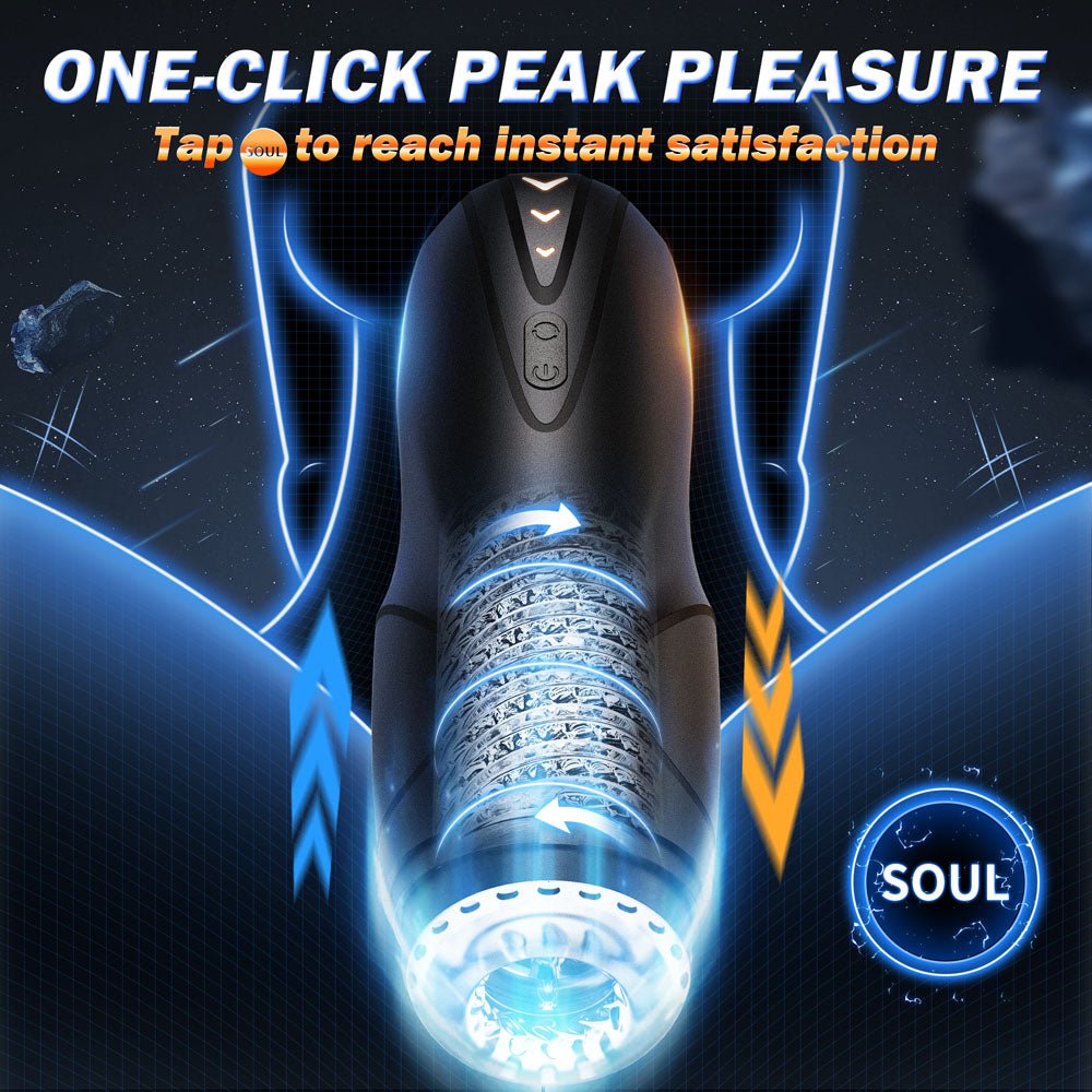 CyberSkin The Galaxy Voy - USB Rechargeable Thrusting & Rotating Auto Masturbator with Heater - CS-GV-BLK