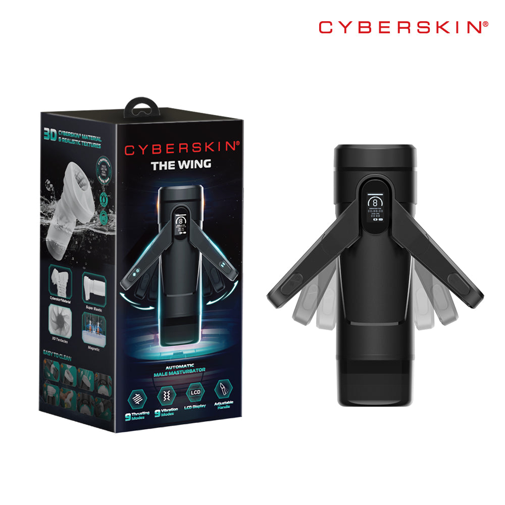 CyberSkin The Wing - Black USB Rechargeable Thrusting & Massaging Auto Masturbator with Heater - CS-TW-BLK