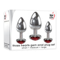 Adam & Eve Three Hearts Gem Anal Plug Set - Metallic Butt Plugs with Gem Bases - Set of 3 Sizes - D724 8500