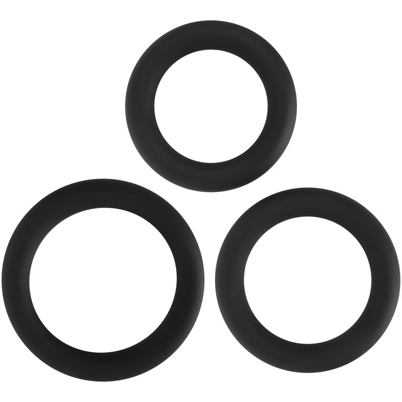 Adam & Eve Silicone Penis Ring Set - Black Cock Rings - Set of 3 Sizes - D726 8000
