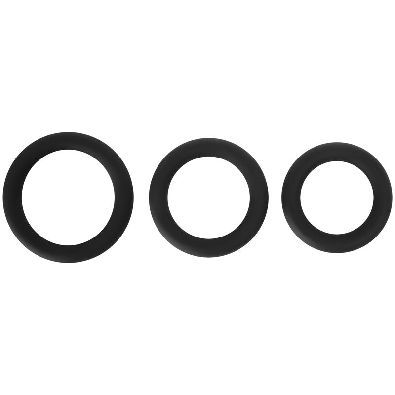 Adam & Eve Silicone Penis Ring Set - Black Cock Rings - Set of 3 Sizes - D726 8000
