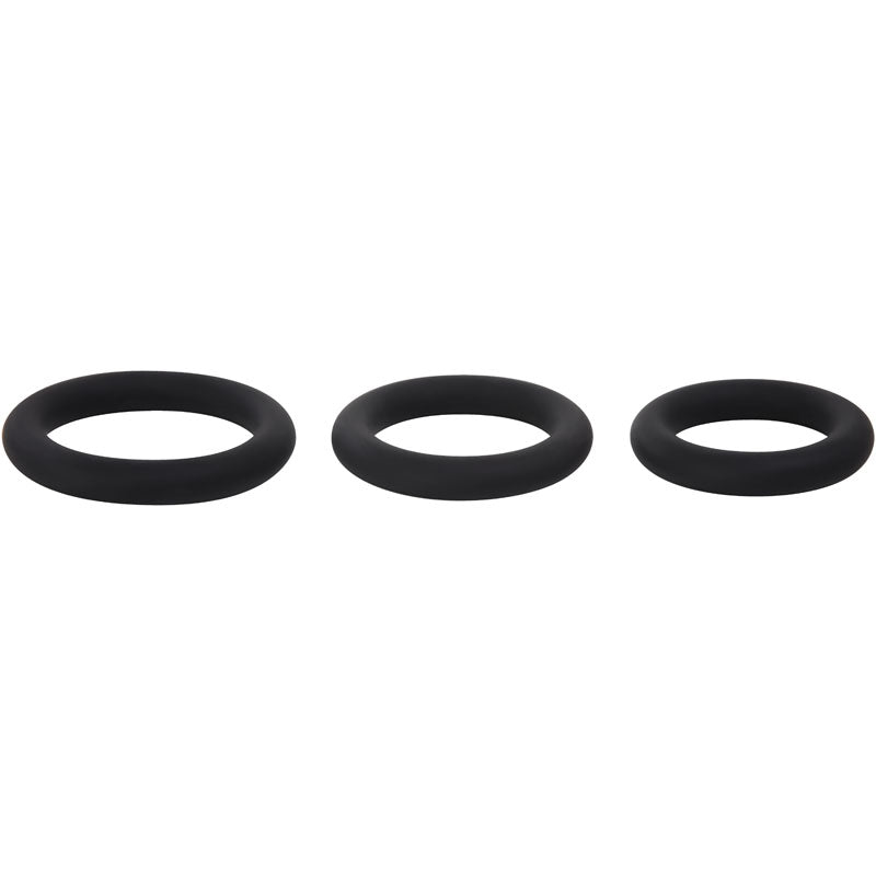 Adam & Eve Silicone Penis Ring Set - Black Cock Rings - Set of 3 Sizes - D726 8000
