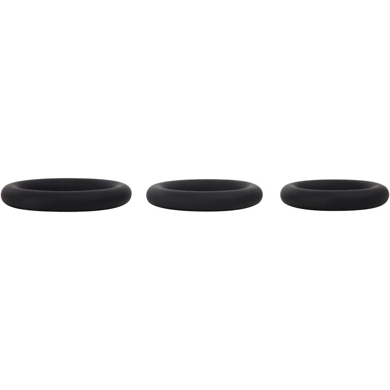 Adam & Eve Silicone Penis Ring Set - Black Cock Rings - Set of 3 Sizes - D726 8000