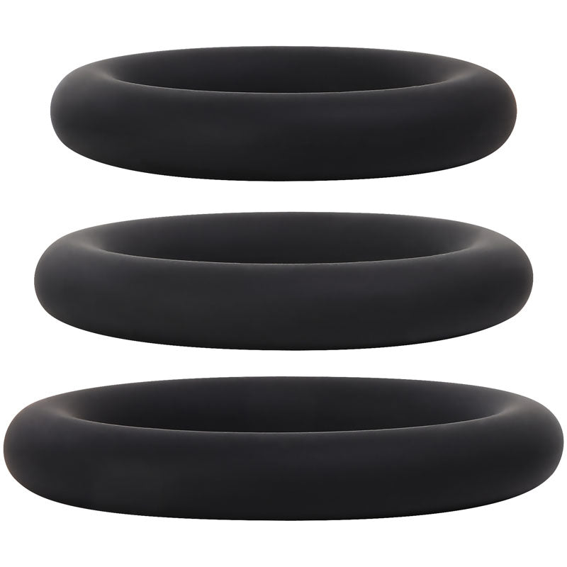 Adam & Eve Silicone Penis Ring Set - Black Cock Rings - Set of 3 Sizes - D726 8000