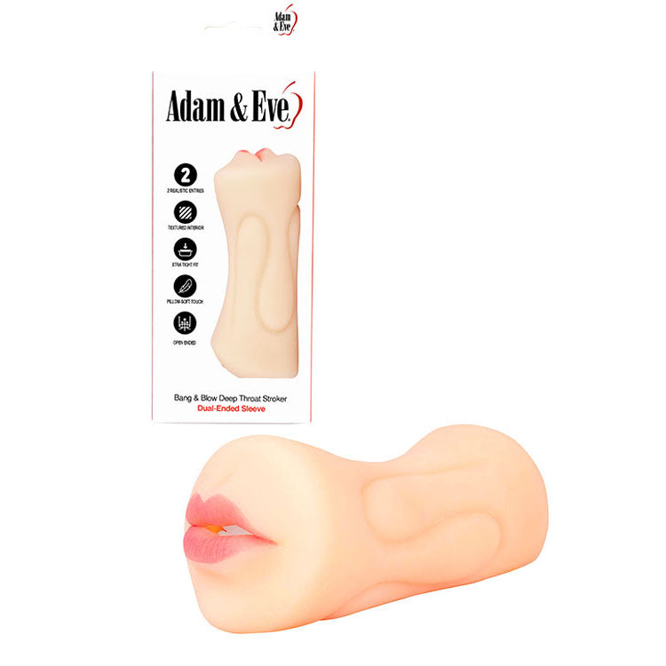 Adam & Eve Bang & Blow Deep Throat Stroker - Flesh Vagina & Mouth Dual Ended Stroker - E073 1000