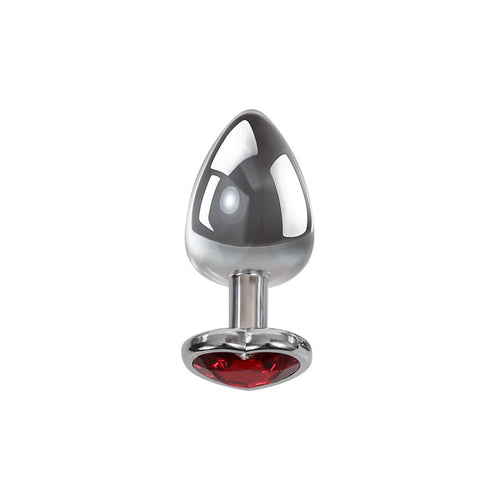 Adam & Eve Red Heart Gen Anal Plug - Medium - Metallic 8.25 cm Butt Plug with Heart Gem Base - E161 8568