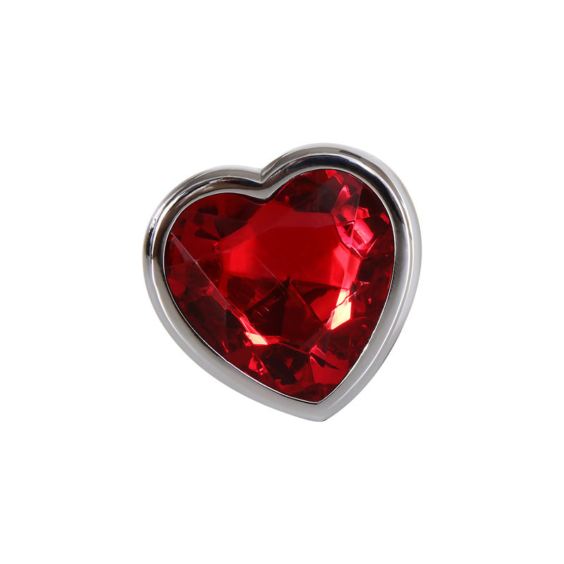 Adam & Eve Red Heart Gen Anal Plug - Medium - Metallic 8.25 cm Butt Plug with Heart Gem Base - E161 8568
