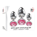 Adam & Eve Pink Gem Anal Plug Set - Metallic Butt Plugs with Gems - Set of 3 Sizes - E162 8500