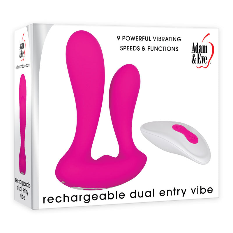 Adam & Eve Rechargeable Dual Entry Vibe - Pink USB Rechargeable Vibrator with Remote Control - E504 6200