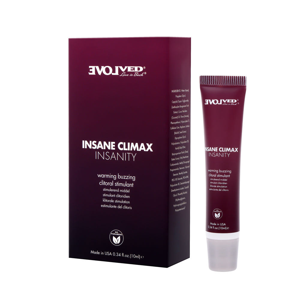Evolved INSANE CLIMAX - INSANITY - Warming Buzzing Clitoral Stimulation Gel - 10 ml - EN-LQ-4387-2