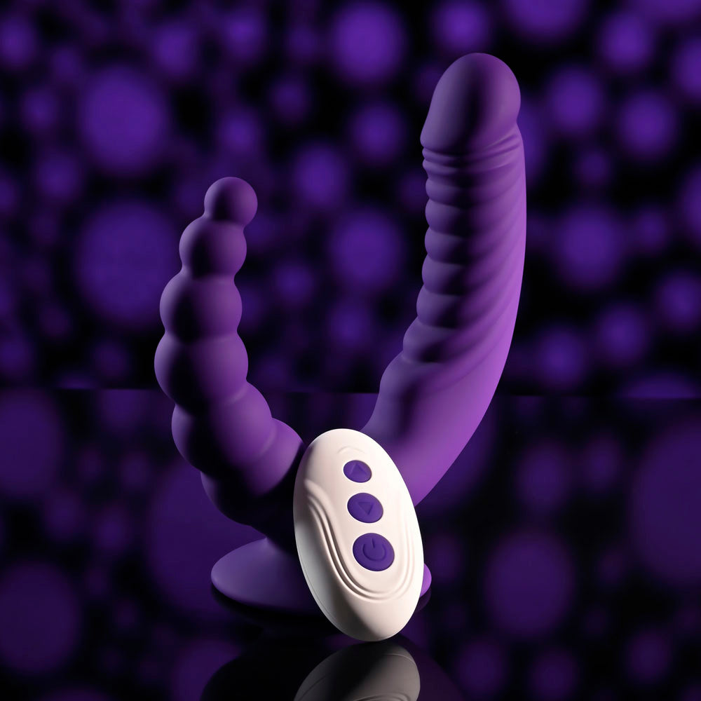 Evolved THE RIDER - Purple USB Rechargeable Double Ended Vibrator with Wireless Remote - EN-RS-4516-2