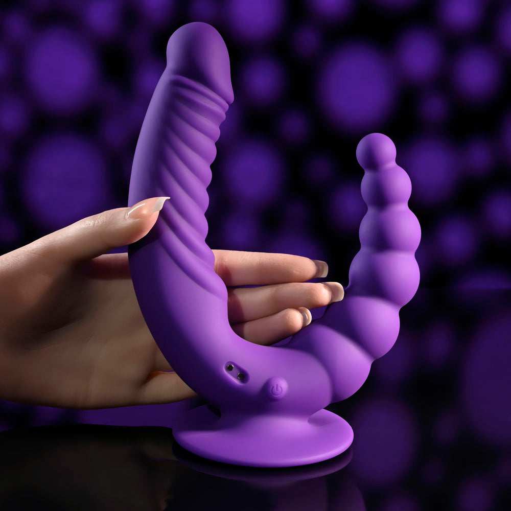 Evolved THE RIDER - Purple USB Rechargeable Double Ended Vibrator with Wireless Remote - EN-RS-4516-2