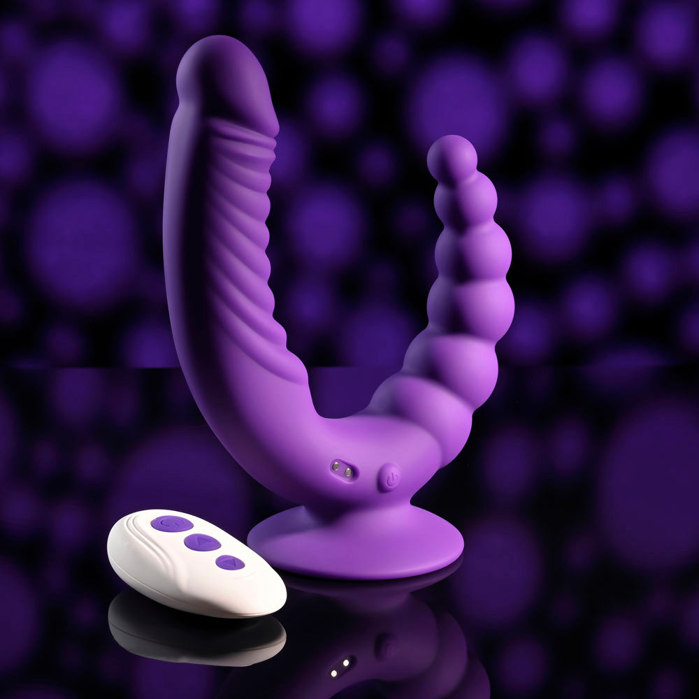 Evolved THE RIDER - Purple USB Rechargeable Double Ended Vibrator with Wireless Remote - EN-RS-4516-2