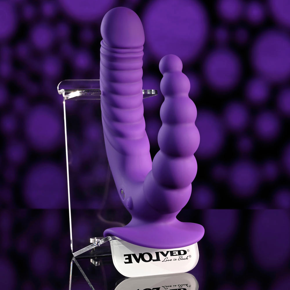 Evolved THE RIDER - Purple USB Rechargeable Double Ended Vibrator with Wireless Remote - EN-RS-4516-2