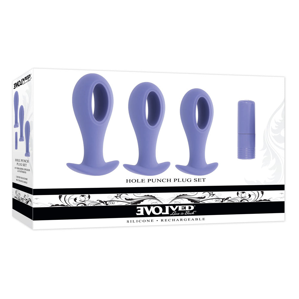 Evolved HOLE PUNCH PLUG SET - Purple Butt Plugs with Interchangeable Bullet - Set of 3 Sizes - EN-RS-5032-2