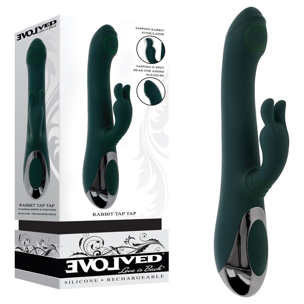 Evolved RABBIT TAP TAP - Green 25 cm USB Rechargeable Rabbit Vibrator with Tapping Tip - EN-RS-5643-2