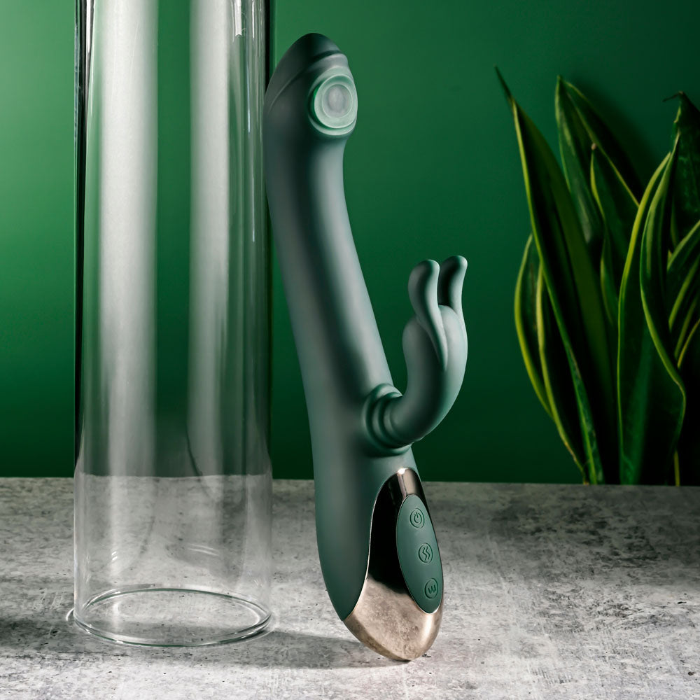 Evolved RABBIT TAP TAP - Green 25 cm USB Rechargeable Rabbit Vibrator with Tapping Tip - EN-RS-5643-2