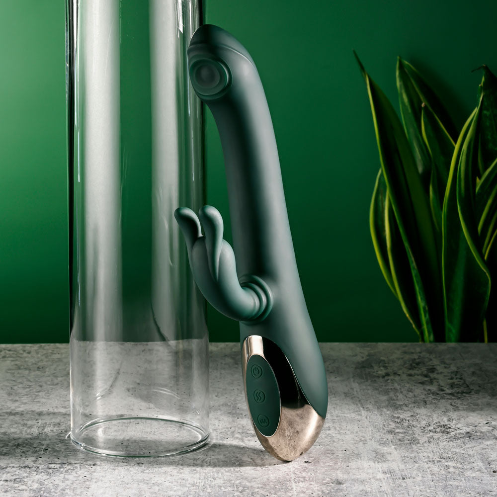 Evolved RABBIT TAP TAP - Green 25 cm USB Rechargeable Rabbit Vibrator with Tapping Tip - EN-RS-5643-2