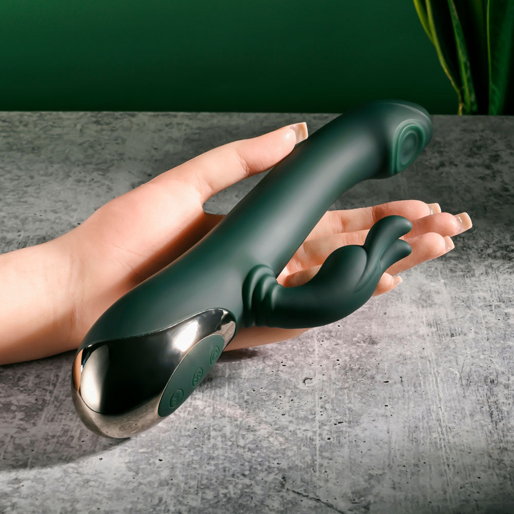 Evolved RABBIT TAP TAP - Green 25 cm USB Rechargeable Rabbit Vibrator with Tapping Tip - EN-RS-5643-2