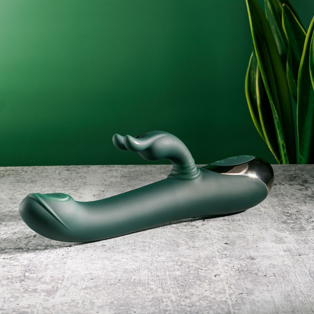 Evolved RABBIT TAP TAP - Green 25 cm USB Rechargeable Rabbit Vibrator with Tapping Tip - EN-RS-5643-2