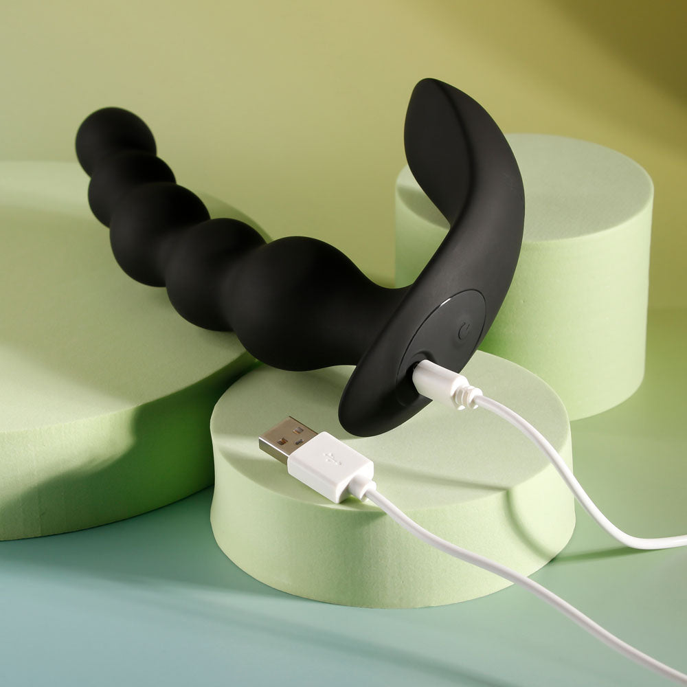 Evolved BEAD ME UP - Black 16.8 cm USB Rechargeable Vibrating Anal Beads with Wireless Remote - EN-RS-5681-2