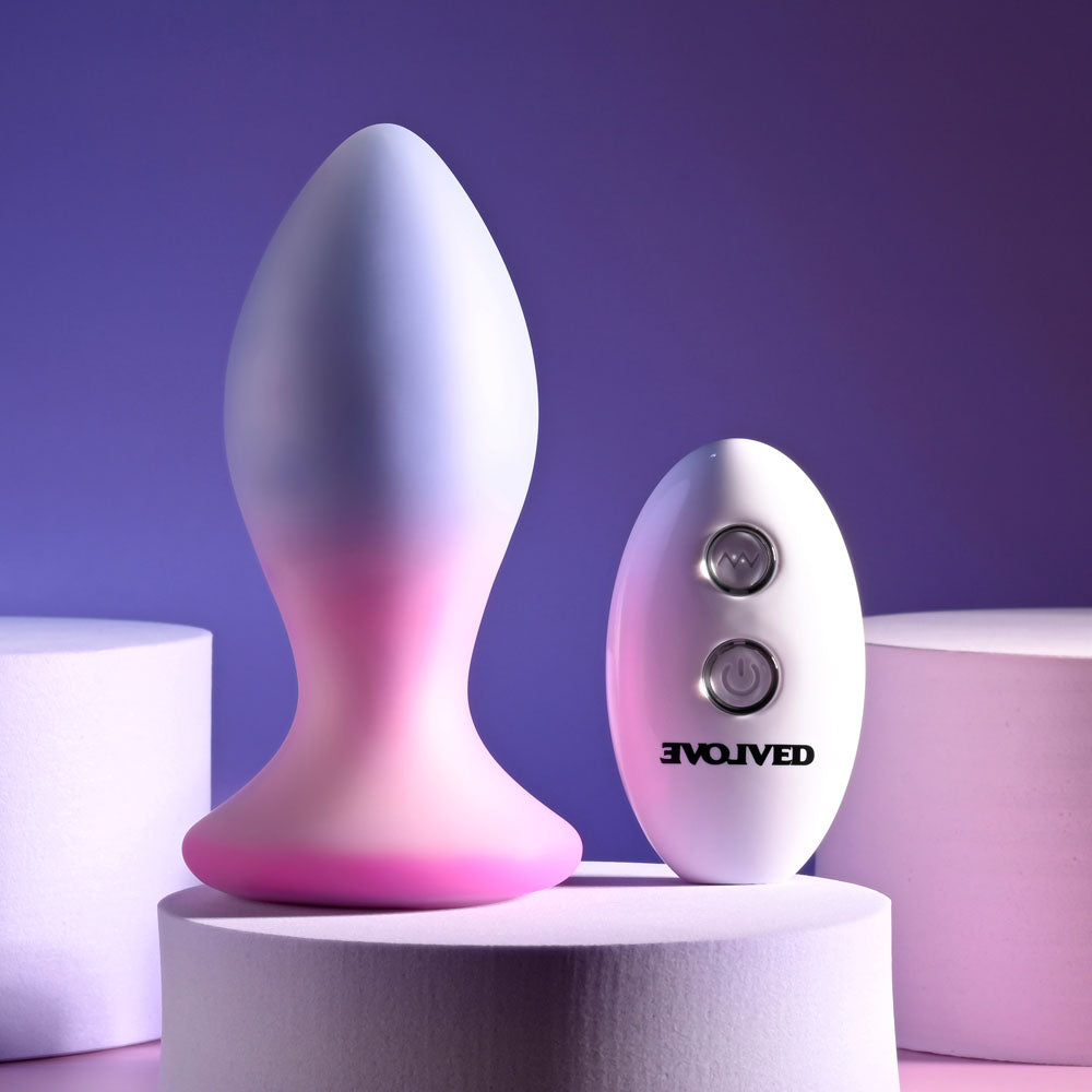 Evolved PARADISE PLUG - Pink/Purple 10.5 cm USB Rechargeable Vibrating Butt Plug with Wireless Remote - EN-RS-5704-2
