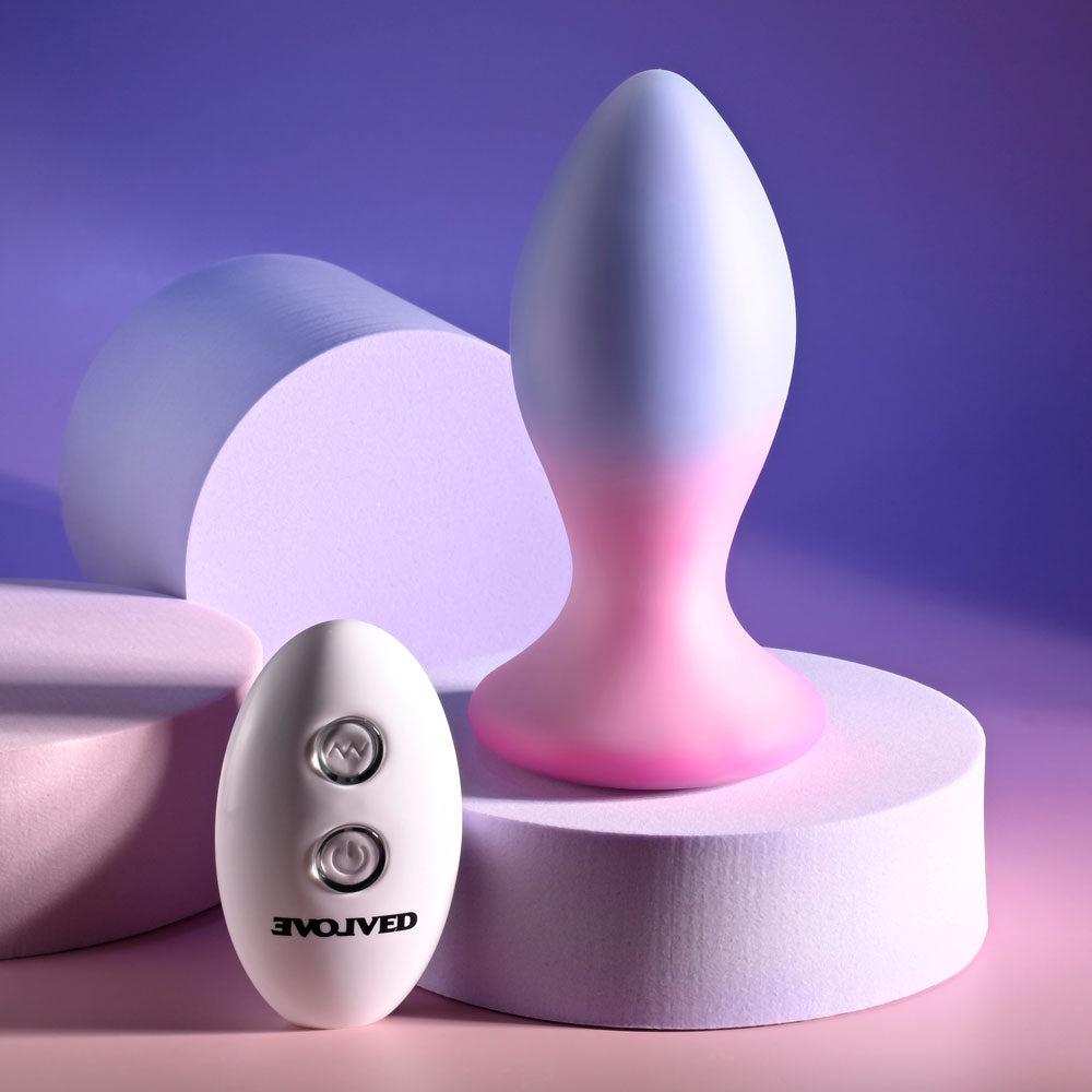 Evolved PARADISE PLUG - Pink/Purple 10.5 cm USB Rechargeable Vibrating Butt Plug with Wireless Remote - EN-RS-5704-2