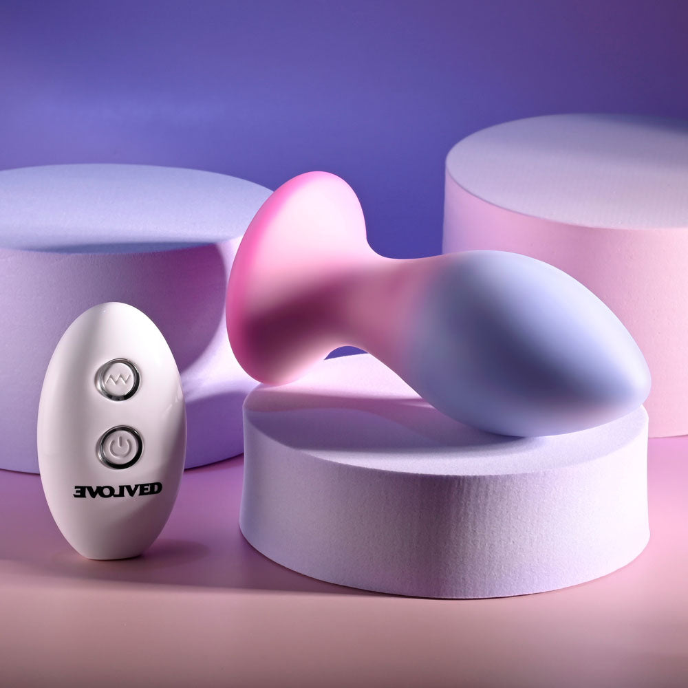 Evolved PARADISE PLUG - Pink/Purple 10.5 cm USB Rechargeable Vibrating Butt Plug with Wireless Remote - EN-RS-5704-2