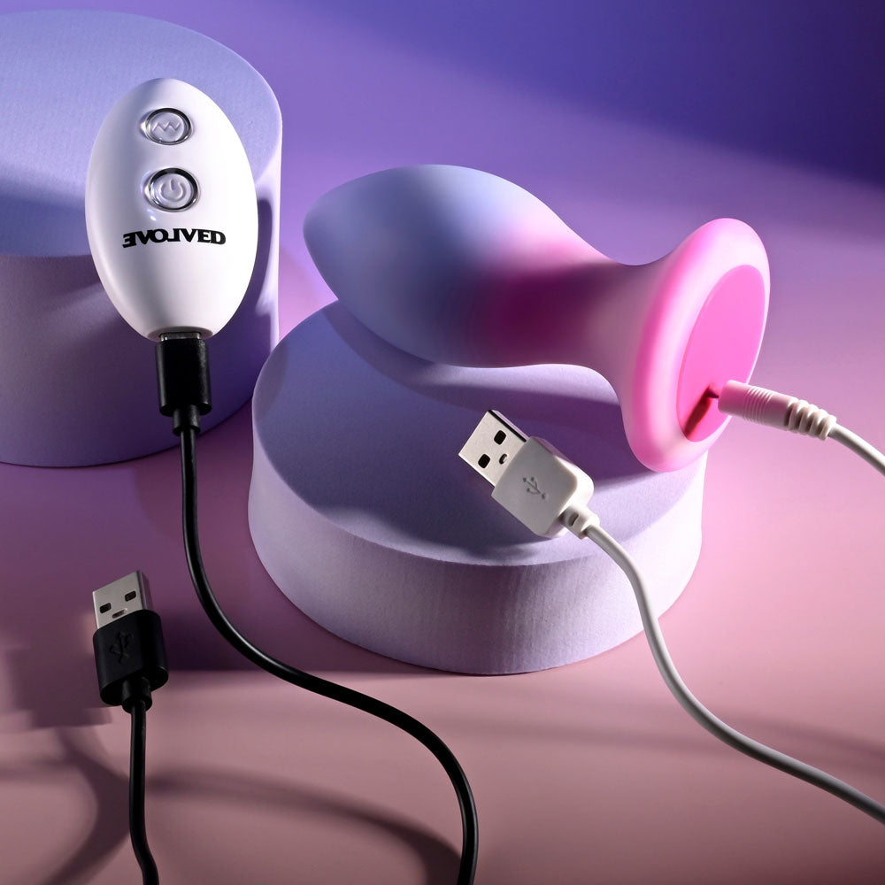 Evolved PARADISE PLUG - Pink/Purple 10.5 cm USB Rechargeable Vibrating Butt Plug with Wireless Remote - EN-RS-5704-2
