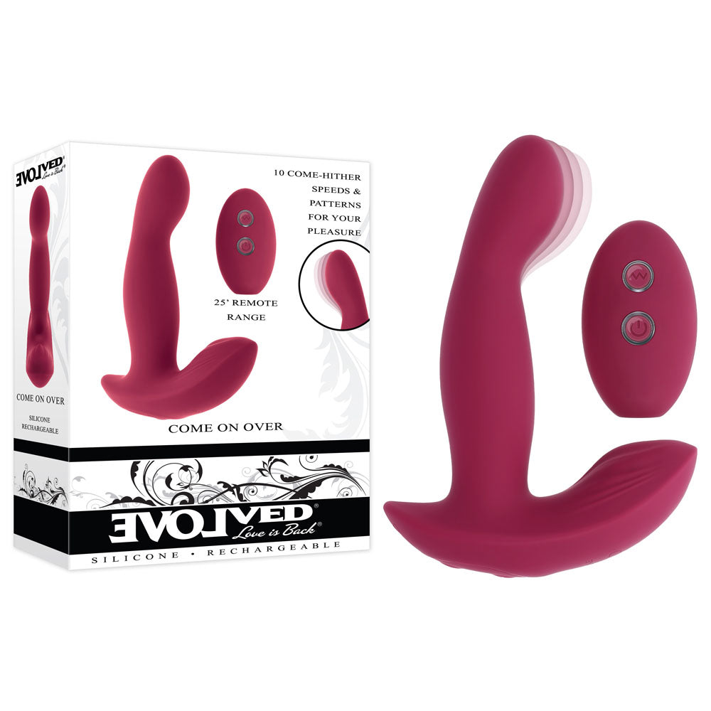 Evolved COME ON OVER - Burgundy Red 15.9 cm USB Rechargeable Vibrator with Wireless Remote - EN-RS-5810-2